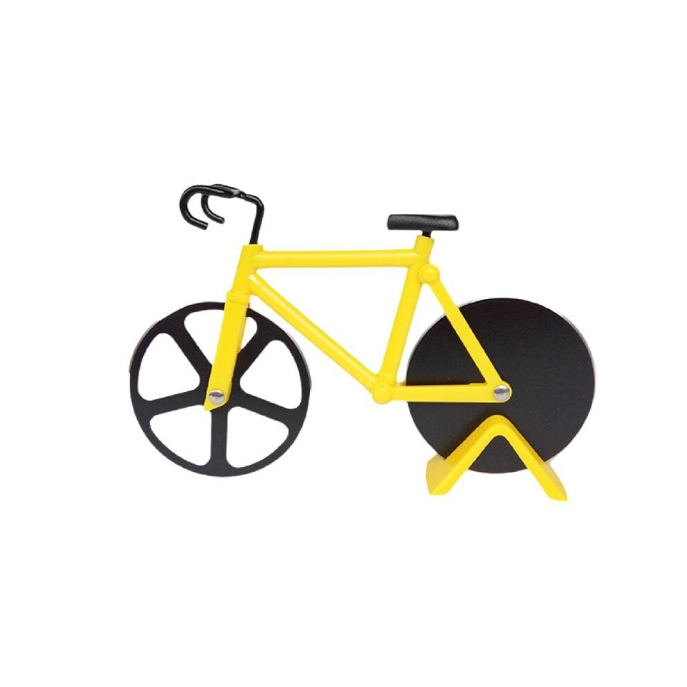 (Yellow) Wheel Bicycle Pizza Knife Funny Housewarming Gift Stainless Steel Slicer Pizza Yellow