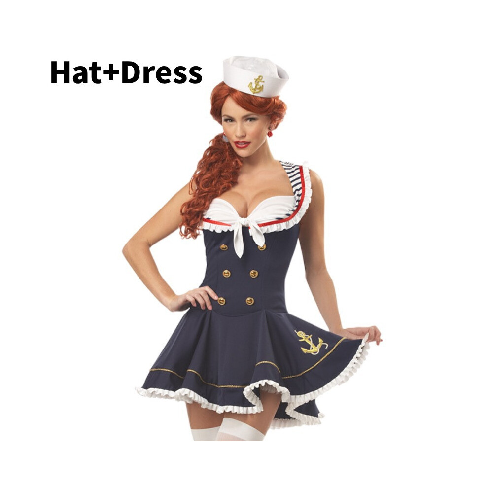 (XL)Déguisement de fête fille marin impertinent Halloween sexy femme marine tenue fantaisie robe