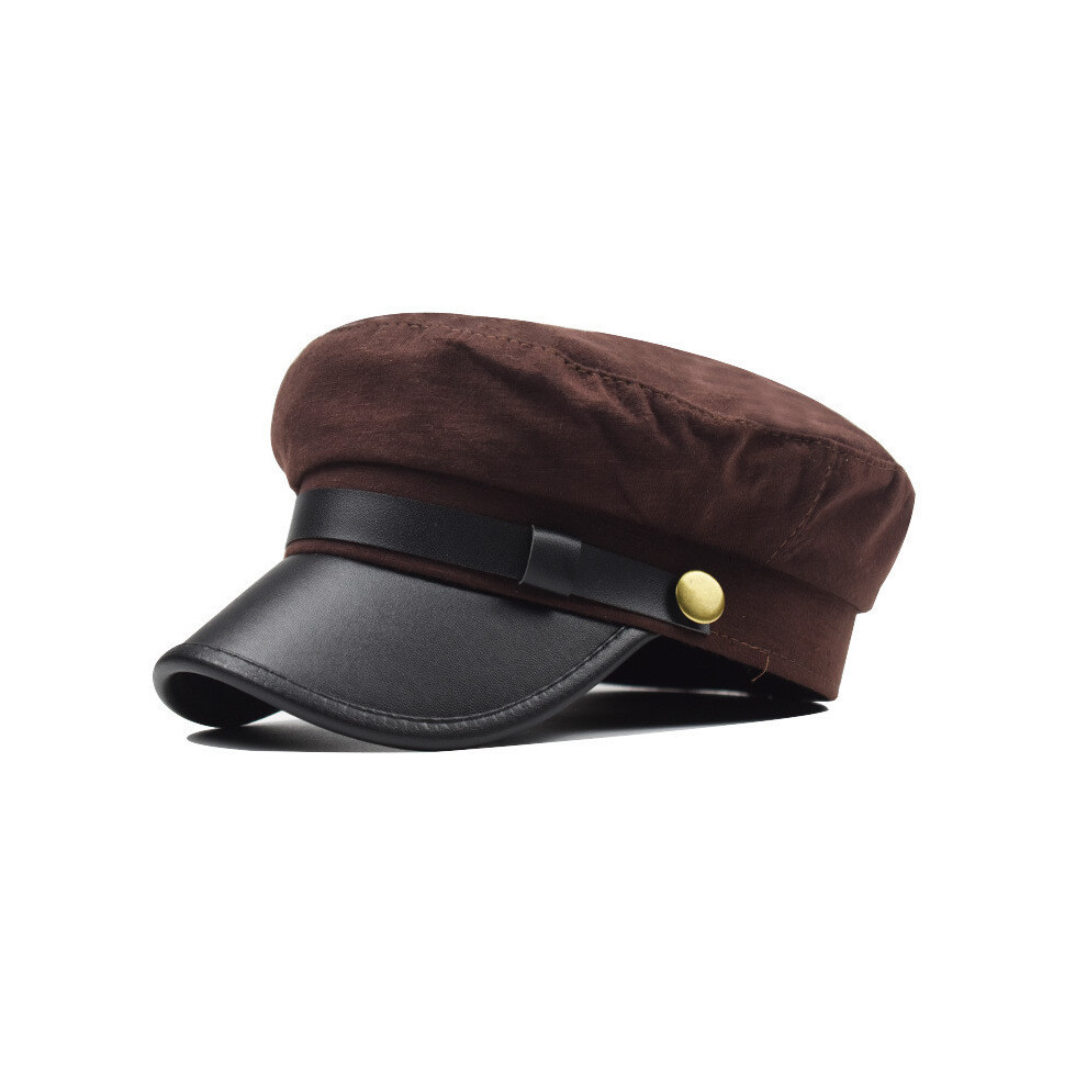 (Coffee) Beret Material Pu Flat Top Hat Breathable Duck Tongue Octagonal Shading Hat Sun-image-OPC-PJWZ8JQ-NEW