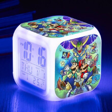 (Style L)Super Mario Bros LED Kleurveranderende Wecker Mode cartoon vakantie kinderen