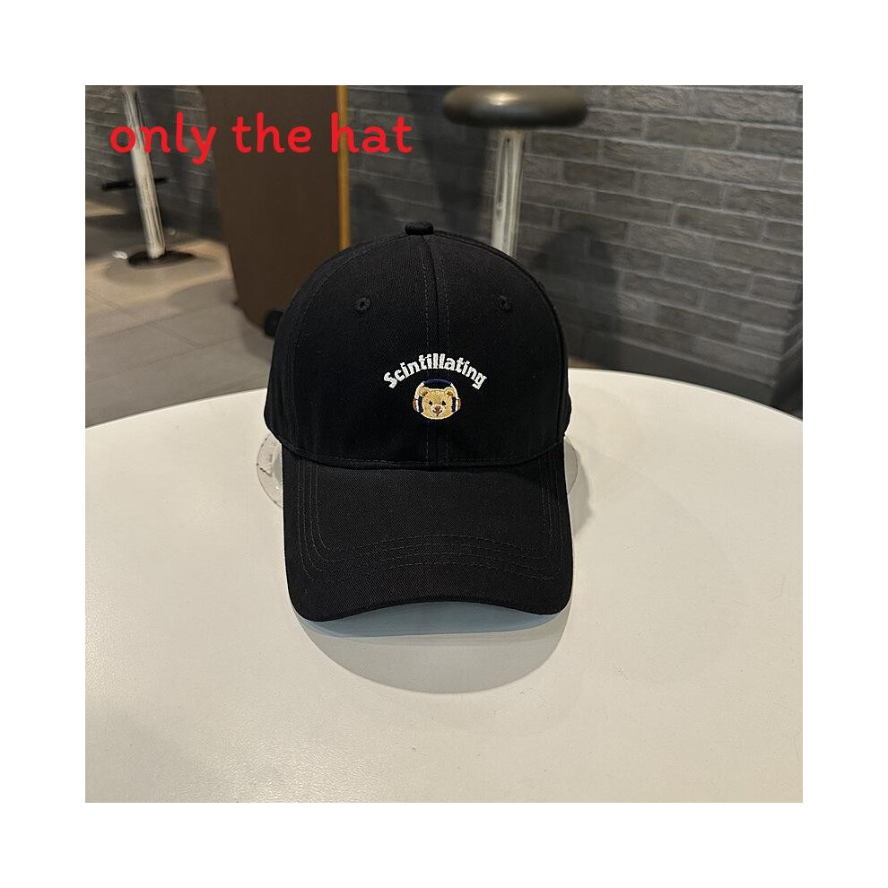 (Black) Fashionable Cap Baseball With Alphabet And Cat Embroidery Daily Design For-image-OPC-PJWZS82-NEW