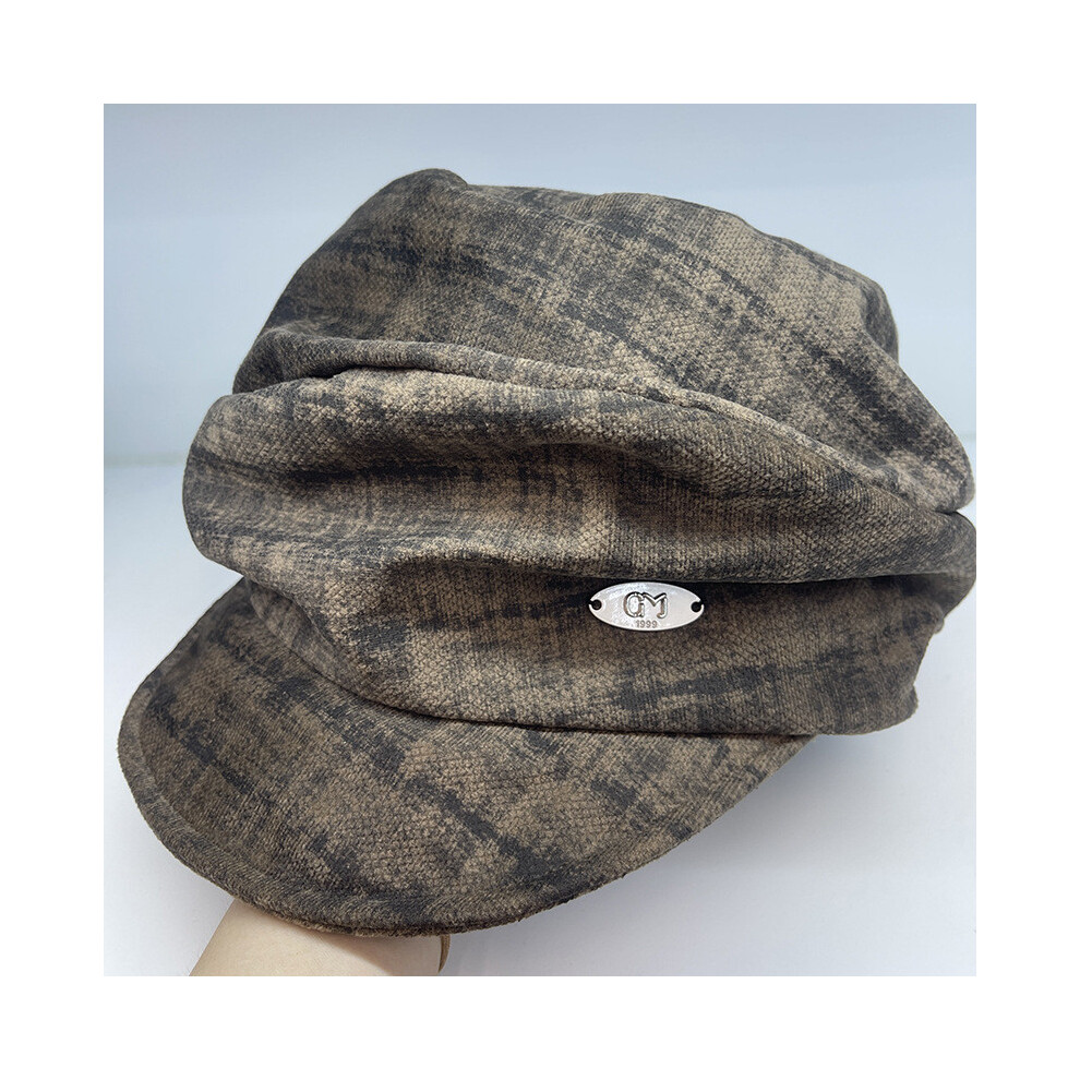 (Khaki ) Classic Women Beret Hat With Wrinkled Cotton Material Sun Protection And-image-OPC-PJWZS9B-NEW