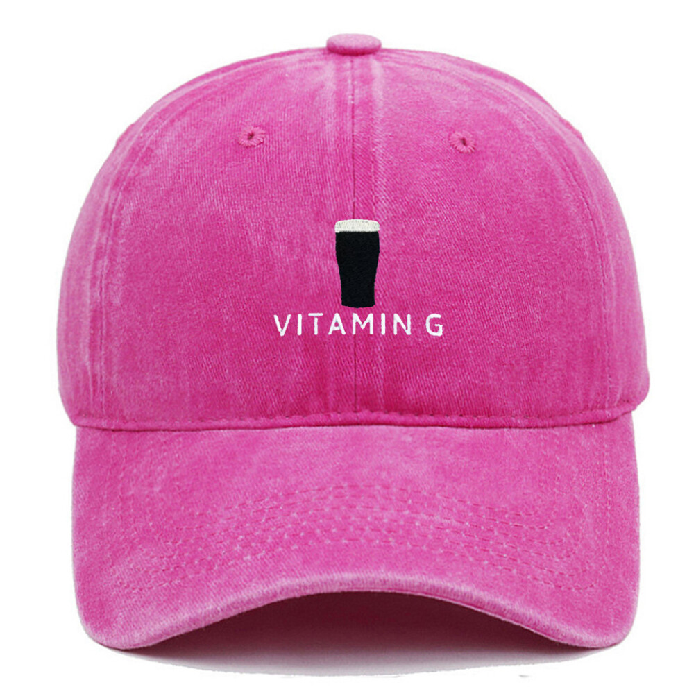 (Rose Red) Vitamin G Letter Vintage Baseball Cap With Breathable Cotton And Curved Brim-image-OPC-PJX265Z-NEW