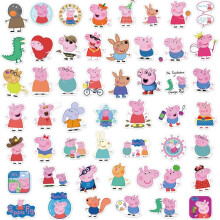 50 pezzi adesivi Peppa Pig bambini laptop impermeabile skateboard bottiglia acqua ripetizione