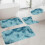 (Blue) Colorful Bath Mat Set 4pcs 2