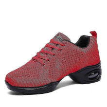 (36, Red) Breathable Slip-on Women's Dance Shoes Non-Slip Running Sneakers