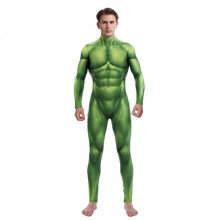 (XL,B)Muscle Print Green Bodysuit  Eye-catching design with comfort  Ideal for festivals, casual wear, or themed events