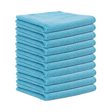 (Blue) Microfiber Cleaning Cloths Pack of 10, Absorbent Multipurpose Towels Washcloths for Home and Car Use-Good