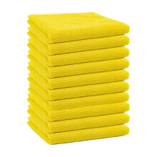 (Yellow) Microfiber Cleaning Cloths Pack of 10, Absorbent Multipurpose Towels Washcloths for Home and Car Use-Good