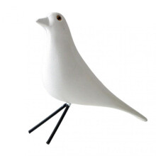 (White) Wooden Colorful Bird Figurine Hand-painted Bird Statue Simulated Animal Sculpture Home Office Desktop Decoration Ornament