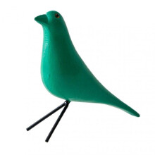 (Green) Wooden Colorful Bird Figurine Hand-painted Bird Statue Simulated Animal Sculpture Home Office Desktop Decoration Ornament