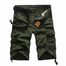 (34, army green) Men's Summer Cargo Shorts Stretch Waist Casual Multi Pocket Work Shorts