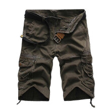 (38, gray) Men's Summer Cargo Shorts Stretch Waist Casual Multi Pocket Work Shorts