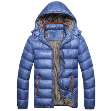 (Blue,5XL)Veste rembourrée épaisse à capuche chaude pour homme fermeture éclair décontractée parka manteau d'extérieur