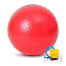 (65 cm, Red) Anti-Burst Exercise Gym Ball for Pilates Yoga Core Training with Pump