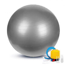 (75 cm, Silver) Anti-Burst Exercise Gym Ball for Pilates Yoga Core Training with Pump
