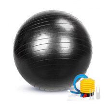 (85 cm, Black) Anti-Burst Exercise Gym Ball for Pilates Yoga Core Training with Pump