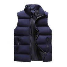 (L, Navy blue) Men's Lightweight Packable Puffer Down Vest Sleeveless Quilted Jacket Coat zxin