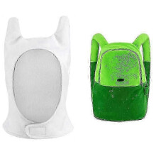 (One Size, Finn Hat Backpack) Cute Green Bunny Ear Plush Backpack for Easter Halloween Costume Kids Cosplay Gift