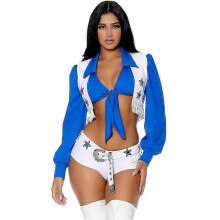 (XL, Blue) Sexy High School Gymnastics Games Dallas Cowgirls Cheerleaders Fancy Dress Costumes Halloween Party Racing Cheerleaders Cosplay Cos