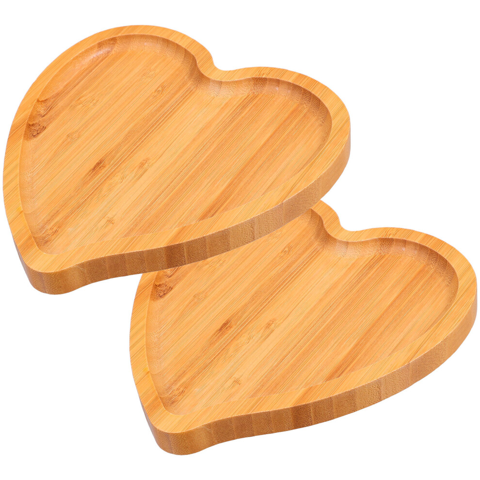 Bamboo Heart Shaped Platter Light Brown 2pcs 7.5x7.3x0.6in-image-OPC-PJX69DT-NEW