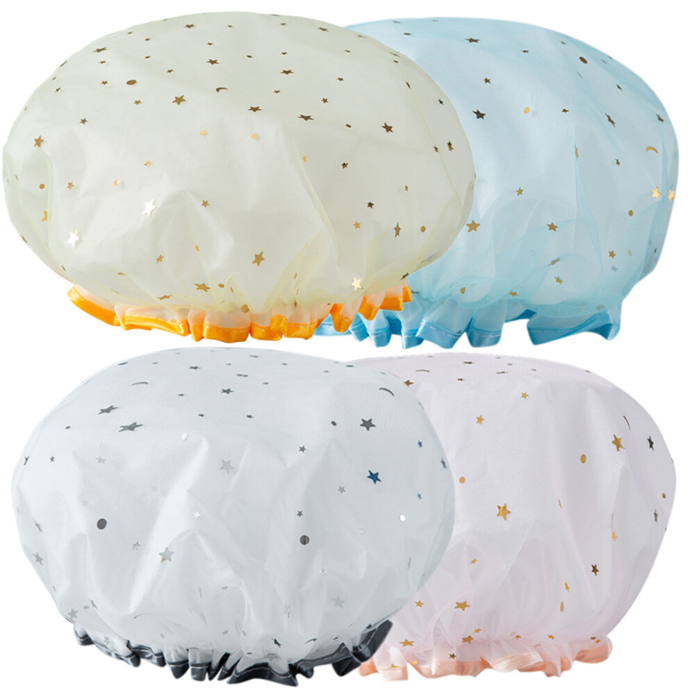 Solustre 4Pcs Shower Cap Water Proof Shower Head Eva Travel