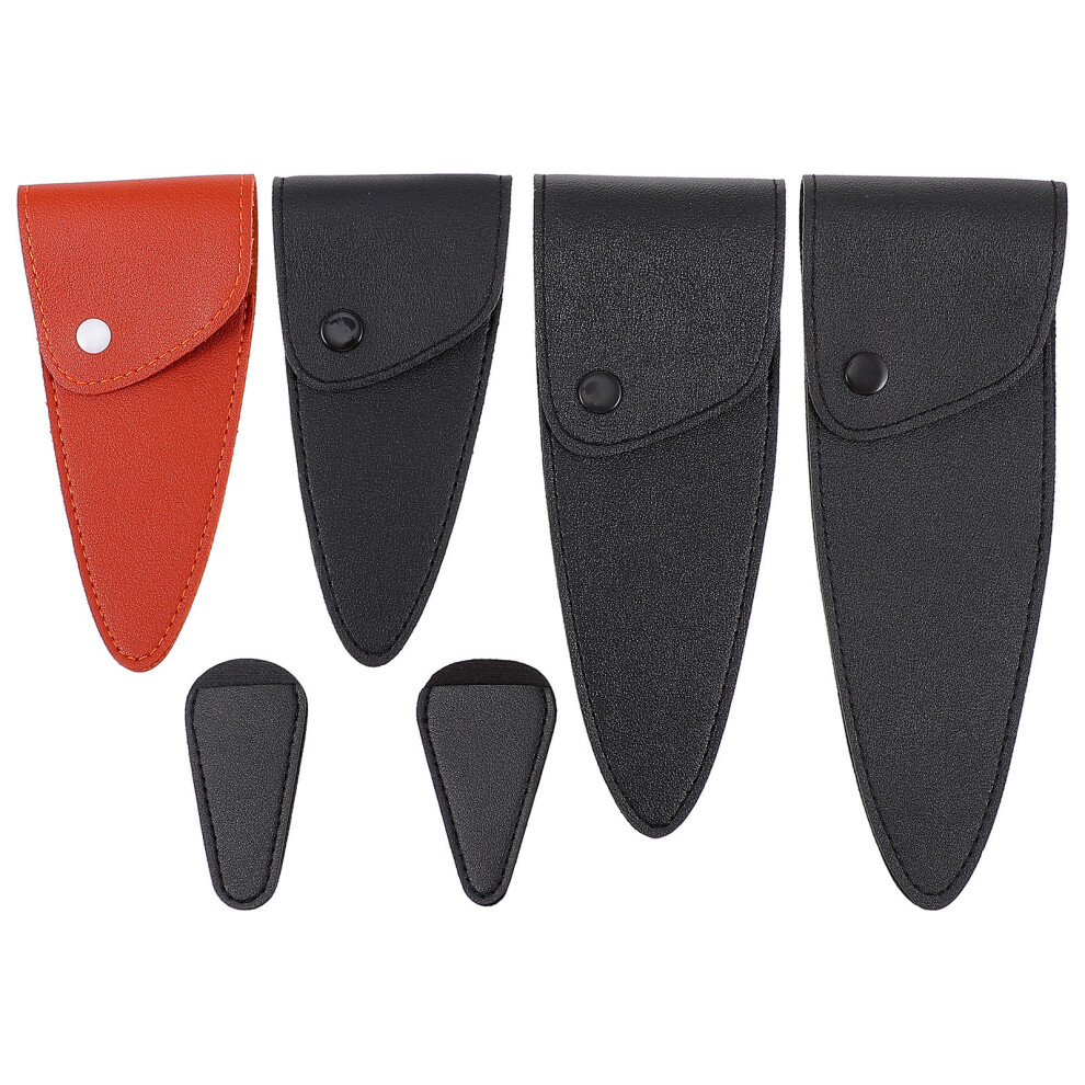 Totority Unisex Black 6Pcs Pvc Scissors Pouch Durable Barber Hairdressing Storage Case