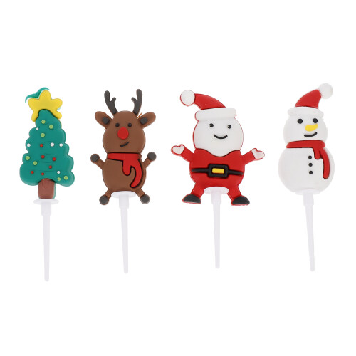 4pcs Christmas Cake Insert Ornaments Soft Rubber 1