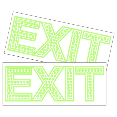 2 Sheets Safety Exit Signs Fluorescent Luminous Wall Sticker 1