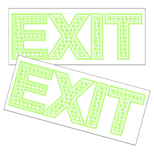 2 Sheets Safety Exit Signs Fluorescent Luminous Wall Sticker