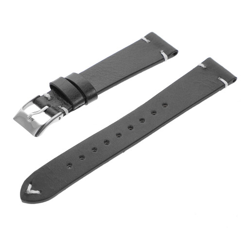 1Pc Simple Black Cowhide Wrist Strap Comfortable Adjustable Watchband