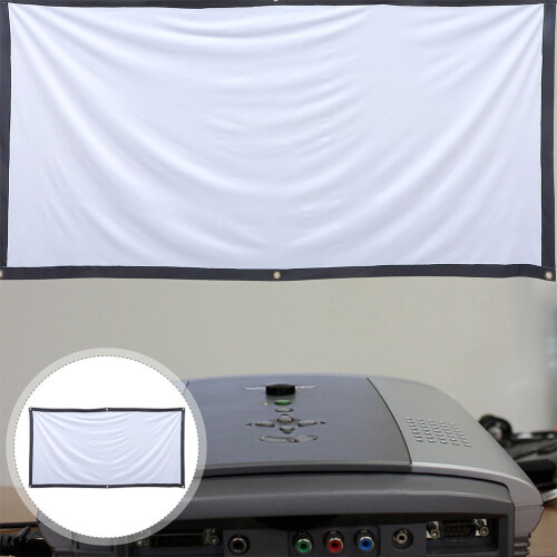 1Ensemble Écran Projeteur Polyester Blanc Pliable Anti-Rides Portable 1