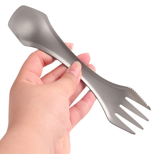 Silver Titanium Spork 3-in-1 Outdoor Tableware Camping Spoon Fork 2
