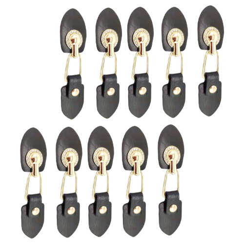 10Pairs Black PU Leather Toggle Buckles Durable Coat Closure Buttons