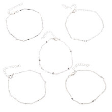 5 Enkelbandjes Stapelbare Voetkettingen Vrouwen Set