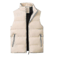 (2XL, Beige) Men's Lightweight Packable Puffer Down Vest Sleeveless Quilted Jacket Coat