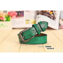 (95CM, JV127-green) Women's Needle Buckle Belt - 5 Colors, Cutout Fashion Belt for Women