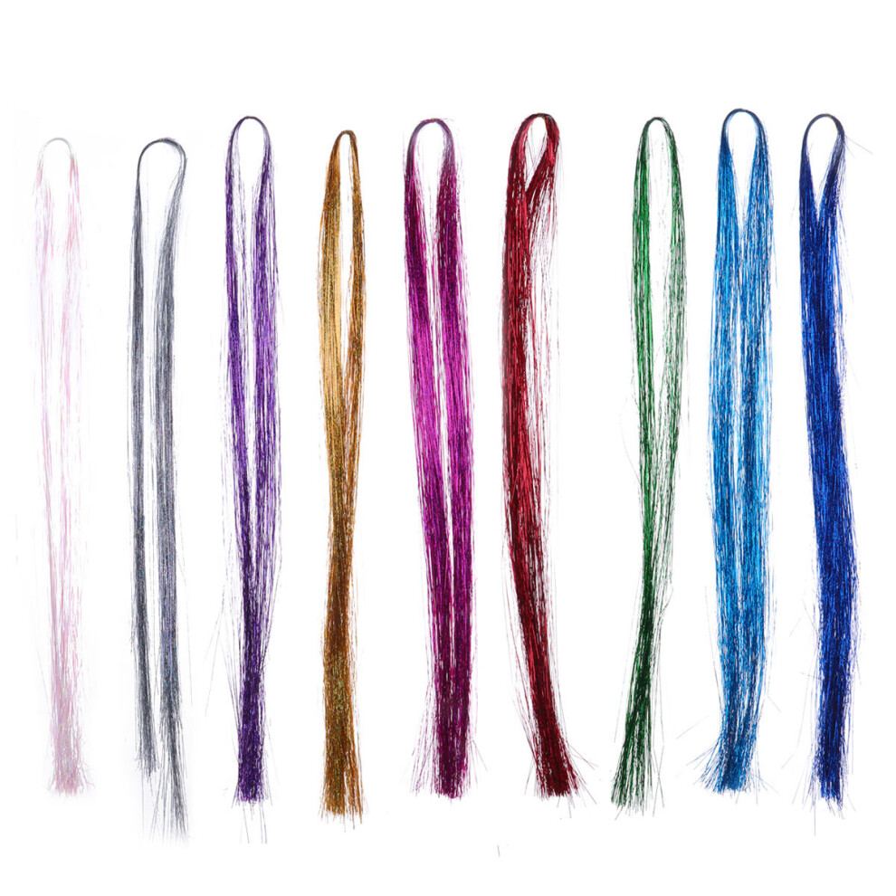Vaguelly Unisex 1000Pcs Assorted Color Hair Extensions Sparkle Tinsel Easy Use Durable