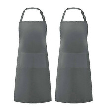 (grey) 2pcs Premier Ladies/womens Colours Bip Apron With Pocket / Workwear zxin