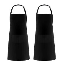 (black) 2pcs Premier Ladies/womens Colours Bip Apron With Pocket / Workwear zxin