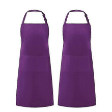 (purple) 2pcs Premier Ladies/womens Colours Bip Apron With Pocket / Workwear zxin