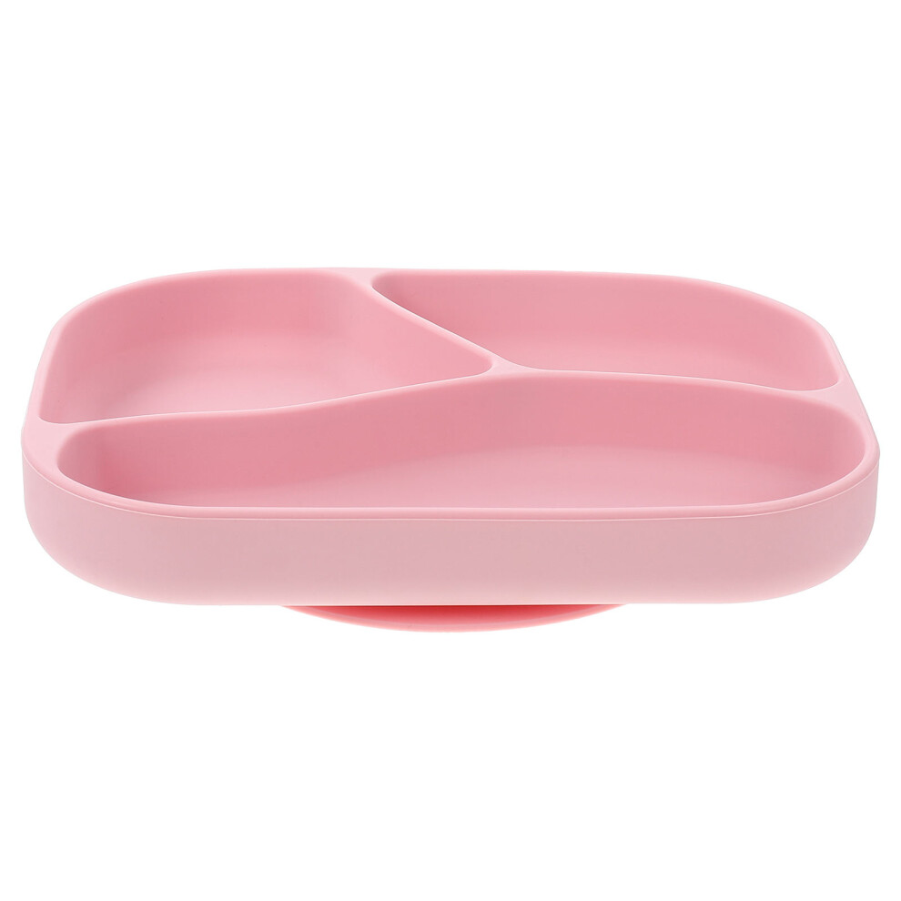 Non-Slip Silicone Children Dinner Plate With Compartments Pink Happyyami