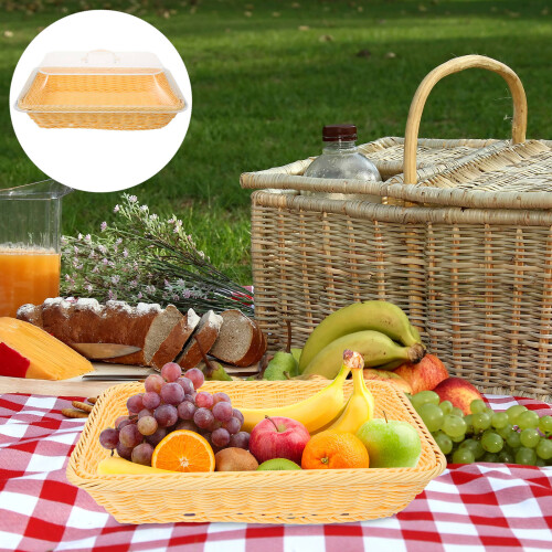 Masteelf Fruit Basket For Kitchen Storage Rattan Bread 2