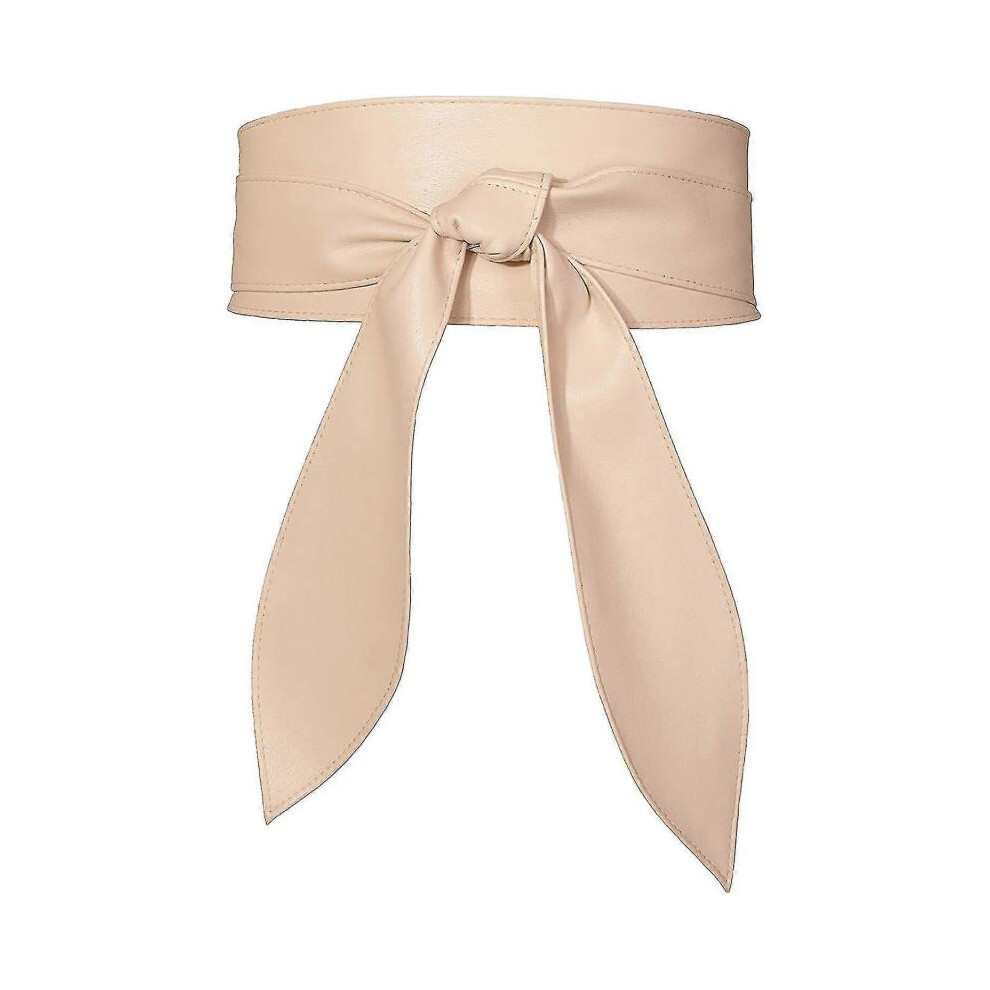 (Red) Women Wide Waist Belt Soft Leather Tied Wide Belt Bow Tie Waistband Sash Dress Belt Stylish Wrap Belt Wuqx-image