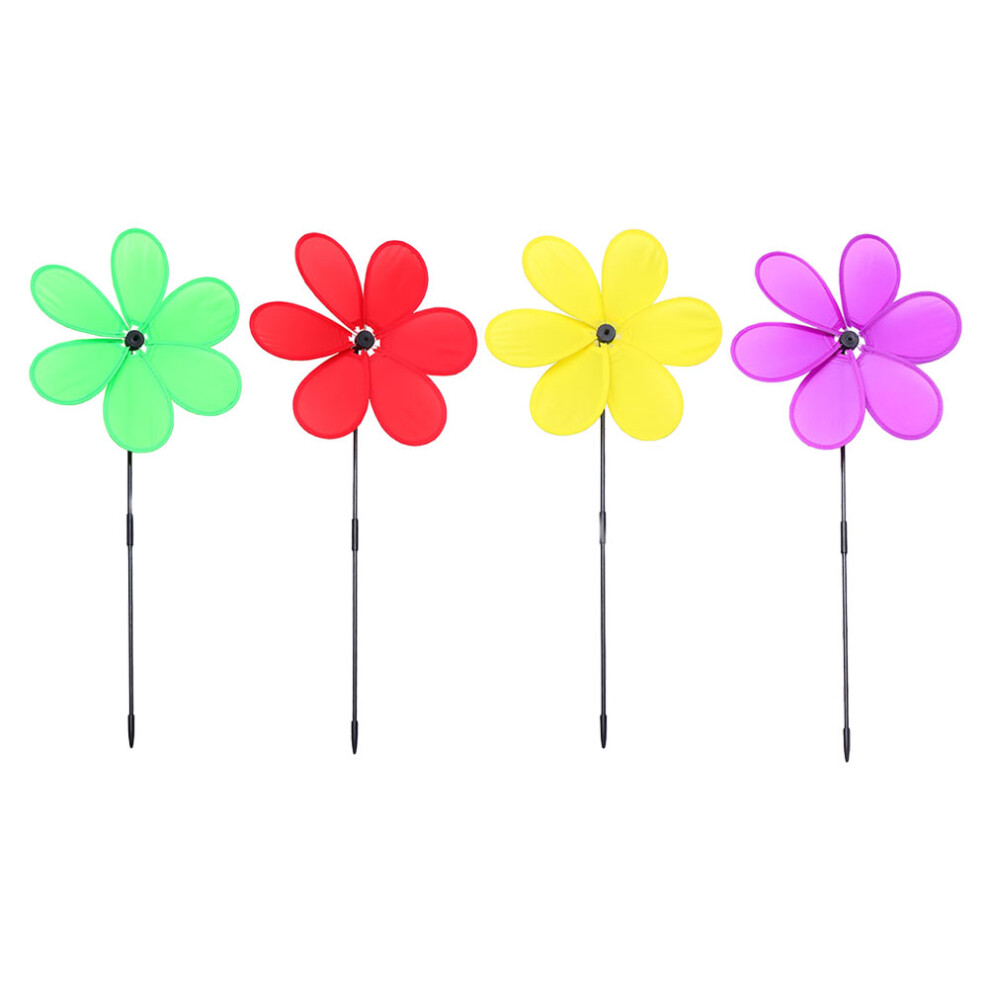 4pcs Colorful Fabric Windmill Gift Sunflower Plastic To Rotate-image-OPC-PJX7ZFH-NEW