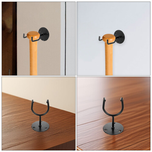 2 Pcs Baseball Bat Wall Mount Wall-Mounted Hole Label Black 2