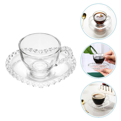 1Set Transparenter Glas Kaffee- Und Teebecher Mit Henkel, Dekorativ 2