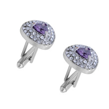 1Pair Purple Alloy Creative Cufflinks Heart Design for Suit and Shirt
