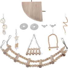 1Set Wooden Bird Toys for Small Pets Beige Bird Swing Cage Accessory