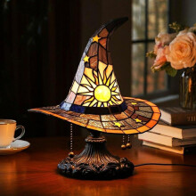 (Witch Hat Lamp - Yellow, 30cm USB Plug Switch LED Light) Witch Hat Lamps - Magical LED Lamp Decor with USB Plug, Witch Hat-Shaped Light Decoration